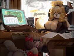 1boy 1girls 2020 angry animal_crossing animal_crossing_new_horizons anthro anthro_on_anthro big_breasts breasts brother brother_and_sister cigar cleavage cunnilingus digby_(animal_crossing) drool_string drooling english_text female female_anthro femboy femboy_on_female femboysub femdom feminization furry girly huge_breasts incest isabelle_(animal_crossing) large_breasts lipstick male male/female male_anthro male_anthro/female_anthro malesub naughty_face nintendo opposite_sex_twins picturd pussy red_lipstick seductive siblings sister spread_legs straight text thick_thighs thighhighs under_desk