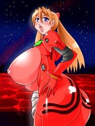 1girls artist_request asuka_langley_sohryu bandage blush bodysuit breasts clothing female gigantic_breasts human lcl light-skinned_female light_skin long_hair neon_genesis_evangelion orange_hair pilot_suit plugsuit tagme the_end_of_evangelion