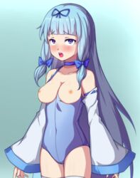 ahe_gao blue_hair blush breasts breasts_out edit rabi-ribi rita_(rabi-ribi) tears tongue_out