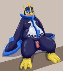 absurd_res avian bird empoleon female feral_only genitals hi_res nintendo overweight overweight_female penguin pii_(artist) pokémon_(species) pokemon pussy solo spread_legs spreading video_games