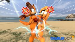 2girls 3d 3d_model angry badger blue_eyes breasts brown_body charliedcr duo echidna eyelashes female fighting half-closed_eyes kabalmystic lighting mobian mobian_(species) mobian_echidna nipples orange_body sega sonic_(series) sonic_adventure sonic_boom sonic_the_hedgehog_(series) standing sticks_the_badger sticks_the_badger_(kabalmystic) tikal_the_echidna tikal_the_echidna_(kabalmystic) toes