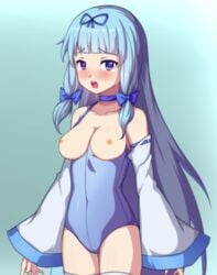 blue_hair blush breasts_out edit looking_at_viewer open_mouth rabi-ribi rita_(rabi-ribi) tears