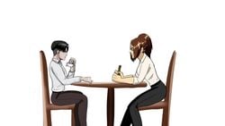 animated attack_on_titan black_nail_polish black_nails black_toenail_polish black_toenails cum cum_on_feet female footjob hanji_zoe heels levi_ackerman male nail_polish sam24 shingeki_no_kyojin smile soles toenail_polish toes under_the_table video