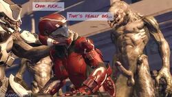 1boy 1girls 2boys 3d big_balls comic dialogue female female_human female_spartan_(halo) halo_(series) held_down huge_cock human imminent_rape imminent_sex interspecies male male_sangheili_(halo) muscular_male nude_male punishment rape sangheili spartan_(halo) straight strangersfm voyeurism