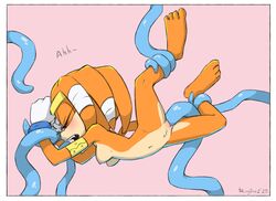 anthro closed_eyes echidna female fingers furry hair orange_body orange_hair qrog rogone2 sex sonic_(series) tan_body tentacle tentacle_sex tikal_the_echidna toes vaginal_penetration