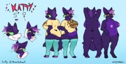 2019 absurd_res annoyed anthro areola ass belly big_breasts blush bottomless bowl breasts chest_tuft clothed clothing countershade_torso countershading digital_media_(artwork) digitigrade domestic_cat english_text facial_markings fangs felid feline felis female fluffy fluffy_tail food footwear fur genitals green_body green_fur green_markings hair head_markings hi_res highlights_(coloring) hood hoodie inverted_nipples katty_hupokoro legwear licking licking_lips looking_pleasured mammal markings model_sheet navel nipples noodles nude open_mouth original_character partially_clothed pawpads paws phallusbro pink_hair presenting presenting_pussy purple_body purple_fur purple_hair pussy ramen shirt slightly_chubby smile socks solo surprise teeth text thigh_highs tongue tongue_out topwear tuft