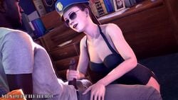 1boy 1girls 3d animated arnoldthehero big_penis cop dark-skinned_male female glasses handjob hitman hitman_absolution interracial male no_sound penis police sfm source_filmmaker uniform victoria_burnwood video webm