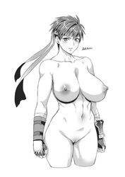 belly_button big_breasts big_hips big_thighs black_and_white blush blushing_at_viewer breasts completely_nude embarrassed embarrassed_nude_female female female_focus female_only fire_emblem fire_emblem:_path_of_radiance fire_emblem:_radiant_dawn front_view gauntlets gloves headband huge_breasts ike_(fire_emblem) intelligent_systems looking_at_viewer monochrome navel nintendo nipples nude nude_female presenting pubic_hair pussy pussy_lips rule_63 short_hair smooth_skin sole_female thighs tomboy toned toned_body toned_female vagina very_short_hair wide_hips yajiro_masaru