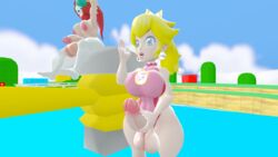 2futas 3d big_balls big_breasts big_penis blonde_hair futa_only futanari leotard mario_(series) mario_and_sonic_at_the_olympic_games mask masturbation mr.casino nintendo penis princess_peach rubbing_penis shy_gal sitting source_filmmaker testicles