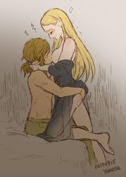 <3 1boy 1girls ass ass_grab blonde_hair blush breast_sucking breasts breath_of_the_wild female hug link link_(breath_of_the_wild) long_hair love male pointy_ears ponytail princess_zelda romantic the_legend_of_zelda wholesome yunosu zelda_(breath_of_the_wild)