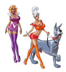 2girls animal_genitalia animal_penis astro_the_space_mutt bare_midriff bare_shoulders big_breasts bimbo bimbo_lips blue_eyes blush boots breasts busty canine canine_penis choker cleavage crop_top dress earrings edit erect_nipples female female_focus fenris_comix green_eyes hanna-barbera high_heel_boots high_heels hourglass_figure jane_jetson judy_jetson lipstick long_fingernails long_hair makeup milf miniskirt mother_and_daughter nail_polish navel nipple_bulge penis platform_heels ponytail red_hair short_dress short_hair skimpy skimpy_clothes skimpy_dress skirt stiletto_heels tagme the_jetsons thigh_boots tied_hair very_high_heels white_hair wide_hips