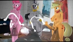 3d 3d_(artwork) absurd_res anthro anthrofied applejack_(mlp) balls big_balls big_breasts bodily_fluids breasts cum cumshot digital_media_(artwork) ejaculation equid equine friendship_is_magic furry futa_only futanari genitals group hand_on_hip hasbro hi_res horse huge_balls hyper hyper_balls hyper_genitalia intersex mammal my_little_pony penis pinkie_pie_(mlp) pony steamyart straight_hair text url zebra zecora_(mlp)