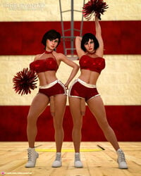 2futas 3d bioshock bioshock_infinite busty casual_exposure cheerleader cheerleader_uniform clone elizabeth_comstock flaccid futa_only futanari irrelevant3d penis penis_out short_shorts shorts standing tagme