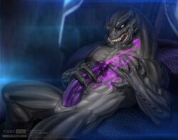 1boy 2020 4_fingers abs alien animal_genitalia bodily_fluids colored_cum cum cum_on_self cumshot ejaculation fingers genital_fluids genital_slit genitals halo_(series) hi_res lying male male_only male_sangheili_(halo) masturbation microsoft muscular muscular_male pupils purple_cum purple_penis sackless sangheili slit slit_pupils solo solo_male todex unusual_cum video_games watermark xbox_game_studios yellow_eyes