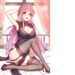 black_panties chinese_clothes girlgame hentai_girl_(game) long_hair panties pink_hair purple_eyes stockings