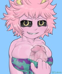 1futa autopaizuri big_eyes big_head black_sclera blue_background bursting_breasts demon_eyes flashing futa_only futanari grin hero_outfit_(mha) hyper hyper_penis large_breasts mina_ashido my_hero_academia neoteny nipple_bulge partially_clothed penis_under_clothes pink_body pink_hair pink_penis pink_skin presenting retracted_foreskin rugged_penis sideebi skindentation smile smirk solo_futa spiked_hair throbbing turquoise_background veins veiny_penis wardrobe_malfunction wide_penis yellow_eyes