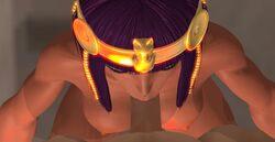 3d 3d_(artwork) blowjob closed_eyes closed_mouth dark-skinned_female dark_skin deepthroat interracial light-skinned_male light_skin menat nilbog3d oral pov purple_hair street_fighter street_fighter_v