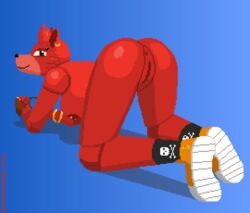 animatronic anthro ass breasts female female_focus female_only five_nights_at_freddy's fox foxy_(fnaf) genderswap genderswap_(mtf) invisiblebucket nipples pixel_art presenting pussy rule_63 seductive