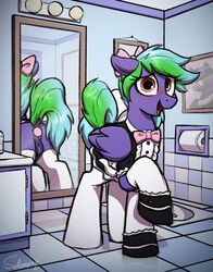 2021 absurd_res anal_plug ass blush buttplug clothed clothed_feral clothing detailed_background equid equine eyelashes fan_character female feral fur genitals hasbro hi_res looking_at_viewer mammal mirror my_little_pony open_mouth pegasus pussy reflection selenophile sex_toy signature solo wings