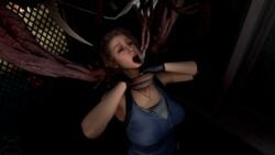 1girls 1monster 3d asphyxiation big_breasts breasts brown_hair choke_hold closed_eyes clothed drain_deimos held_up imminent_fellatio imminent_oral interspecies jill_valentine jill_valentine_(sasha_zotova) monster resident_evil resident_evil_3 resident_evil_3_remake restrained saliva size_difference smaller_female source_filmmaker spider strangling submissive submissive_female tank_top tentacle theduudeman tongue tongue_out