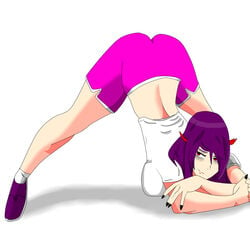 ass ass_up big_ass butt devil_trigger discord fabia_arms_(devil_trigger) female horns jack-o_pose kennysparda(artist) meme purple_hair red_eyes shoes