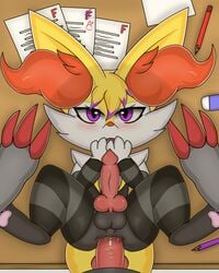 absurd_res anal anal_sex anthro balls braixen clothing darkbraixen desk digital_media_(artwork) duo erection fur furniture genitals hi_res male male/male male_penetrated male_penetrating male_penetrating_male nintendo open_mouth penetration pokémon_(species) pokemon pokemon_(species) sex student teacher teacher_and_student video_games zoroark