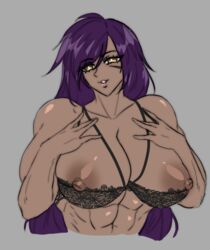 abs dark-skinned_female elyunae large_breasts muscular_female scar