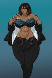 1futa abs bulge dark-skinned_futanari elyunae futa_only futanari huge_breasts muscular_futanari solo undressing