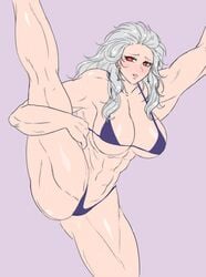 abs bikini dorohedoro elyunae flexible large_breasts leg_lift muscular_female noi_(dorohedoro) stretches stretching thick_thighs