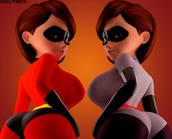 1girls 3d absurdres alternate_costume alternate_version_available armwear ass back_view big_ass big_breasts blender bodysuit bottom_heavy breasts brown_hair busty clothed clothing cowboy_shot curvaceous curvy dat_ass disney domino_mask drakepowers dual_persona duo elastigirl elastigirl_(the_incredibles_2_supersuit) elbow_gloves eyewear female female_only female_superhero footwear gloves gradient_background handwear helen_parr highres hips hourglass_figure huge_ass huge_breasts human large_ass large_breasts latex legs legwear mask mature mature_female milf mother open_mouth pixar short_hair sideboob smooth_skin solo solo_female superhero superheroine the_incredibles the_incredibles_2 thick_legs thick_thighs thighhighs thighs tight_clothes voluptuous wide_hips