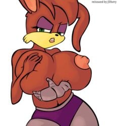 anthro big_breasts breasts bunnie_rabbot female j5furry lagomorph mammal rabbit sega solo sonic_(series)