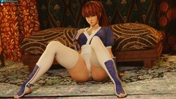 1girls 3d asian asian_female blender dead_or_alive female female_focus female_only fit fit_female kasumi_(doa) kunoichi long_socks looking_at_viewer naughty_face ninja open_legs orange_eyes orange_hair pervertmuffinmajima posing socks solo solo_female stockings tecmo thick_thighs thighhighs