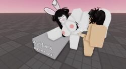 1boy 1girls 3d animated balls baseplate big_boobs big_breasts big_penis black_hair blushing breasts bunny bunny_ears legs_spread long_ears long_hair looking_at_each_other moaning naked nipples nude nude_female nude_male pleasure_face pleasured pussy roblox robloxian sex sound source_request standing_on_one_leg standing_sex straight stretching thighs tits troaitltlt troy troy_le_bunni troybunni video wet_penis