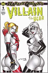 2girls ass back_view batman_(series) bikini bikini_bottom bikini_top black_cat_(marvel) bubble_butt carlos_braga choker clothing comic_cover crossover dat_ass dc dc_comics deviantart deviantart_link felicia_hardy female female_only footwear handwear harley_quinn hourglass_figure large_breasts light_skin lipstick looking_at_viewer marvel marvel_comics multiple_girls panties pigtails pinup spider-man_(series) suicide_squad twintails underwear