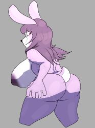 ass breasts breasts_out bunny_girl bunny_tail glasses large_breasts original original_character purple_fur sideboob susknuckles