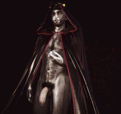 3d 3d_(artwork) big_penis cape functionally_nude hairy_chest homestuck hopefulsquire male male_only penis_out pubic_hair solo_male the_signless