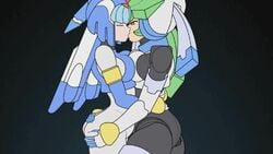 2girls android animated armor ass_grab big_breasts breast_press capcom fairy_leviathan female helmet humanoid kiss kissing large_ass lluanhyperzero mega_man mega_man_zero mega_man_zx mp4 no_sound pandora_(mega_man) red_eyes robot robot_girl rockman rockman_zero rockman_zx tagme thighhighs video yuri