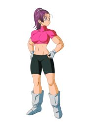 1girls 2020 abs belly belly_button biceps black_shorts boobs boots breasts clothed clothed_female clothes clothing crop_top dragon_ball dragon_ball_multiverse female female_only female_solo fingerless_gloves hair_over_one_eye hands_on_hips hips hourglass_figure legs looking_away looking_back looking_to_the_side looking_up muscles muscular muscular_female navel pink_crop_top pink_skirt ponytail purple_eyes purple_hair render salvamakoto shiny shiny_hair solo solo_female solo_focus son_bra tagme thighs tits transparent_background white_boots white_gloves