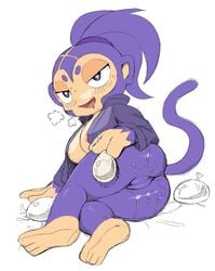 1girls areolae balloon barefoot big_breasts bloons_td_6 bloons_tower_defense blush bottomless breasts cum cum_in_condom curvy ezili feet female female_only jacket large_breasts looking_at_viewer lying mammal monkey monkey_girl ninja_kiwi nipples no_panties open_mouth ponytail primate purple_eyes purple_fur purple_hair pussy pussy_juice pussy_juice_drip seductive seductive_look shortstack soles solo steamy_breath tail toes tongue wet_pussy wide_hips