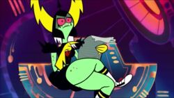 accurate_art_style alternate_ass_size ass big_ass big_butt big_thighs crossed_legs disney edit fat_thighs gloves green_skin huge_thighs lord_dominator pink_eyes screenshot screenshot_edit socks thick_thighs thighs wander_over_yonder white_hair yetig