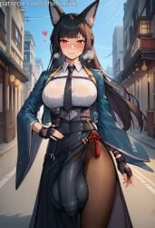 1futa 1futanari ai_generated bangs big_ass big_balls big_butt big_penis black_hair blush breasts bulge choker crotch_bulge embarrassed fingerless_gloves fox_ears fox_girl futa_only futanari futanari gloves hair hoshimi_miyabi hoyoverse huge_balls huge_cock huge_cock jewelry large_penis long_hair looking_at_viewer medium_breasts motion_lines navel pantyhose penis red_eyes shinkoritl shirt sidelocks skirt solo solo_focus solo_futa steamy_breath tied_hair toned white_pupils white_shirt zenless_zone_zero