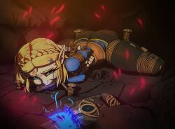 ass bit_gag blonde_female blonde_hair bondage bondage bound drooling female female_focus female_only femsub gag gagged light-skinned_female light_skin looking_at_viewer nintendo on_floor princess_zelda raver1357 rope rope_bondage the_legend_of_zelda zelda_(breath_of_the_wild) zelda_(tears_of_the_kingdom)