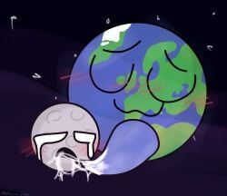 blush blush_lines cum cum_in_mouth earth_(solarballs) gay gay_blowjob moon_(solarballs) solarballs