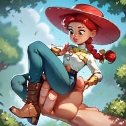 ai_generated clothed jessie_(toy_story) size_difference toy