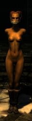 altmer arms_behind_back cloth_gag faralda gag gagged gagged_female nude nude_female nude_mod skyrim the_elder_scrolls yellow_skin yellow_skinned_female