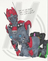 blue_nipples cybertronian fan_character mechanical oral rimming robot robot_girl shatter_(transformers) text transformers uncomfortable