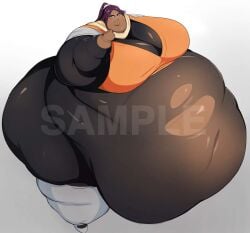 1girls bleach excessively_fat fat_fuck large_ass large_belly large_breasts nikutsuki purple_hair shihouin_yoruichi ssbbw tanned_skin