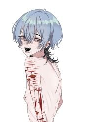 1girls androgynous anorexia blood gore masculine_female reze_(soft_blade_and_love) self_harm self_harm_scars tomboy