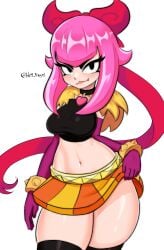 1girls artist_name belly big_thighs black_eyebrows black_eyelashes black_stockings black_topwear brawl_stars breasts chocker clothed eyebrows eyelashes female female_focus female_only he11_4ngel light-skinned_female light_skin melodie_(brawl_stars) navel pink_hair pink_hair_female skirt solo solo_female solo_focus stockings stomach supercell thighs topwear tummy waist