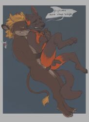 anthro begging begging_not_to_stop blush blush_lines bodily_fluids canid canine crying cum cum_drip dripping duo felid fox genital_fluids hi_res lion lucas_(violet_memoir) male male/male mammal needy pantherine rough_sex salivahero selwyn_(violet_memoir) sex speech_bubble tears